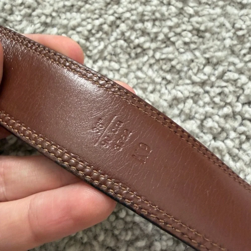 Coach Mens Dark Brown Genuine Calfskin Leather Belt Solid Brass Buckle 36in 90cm